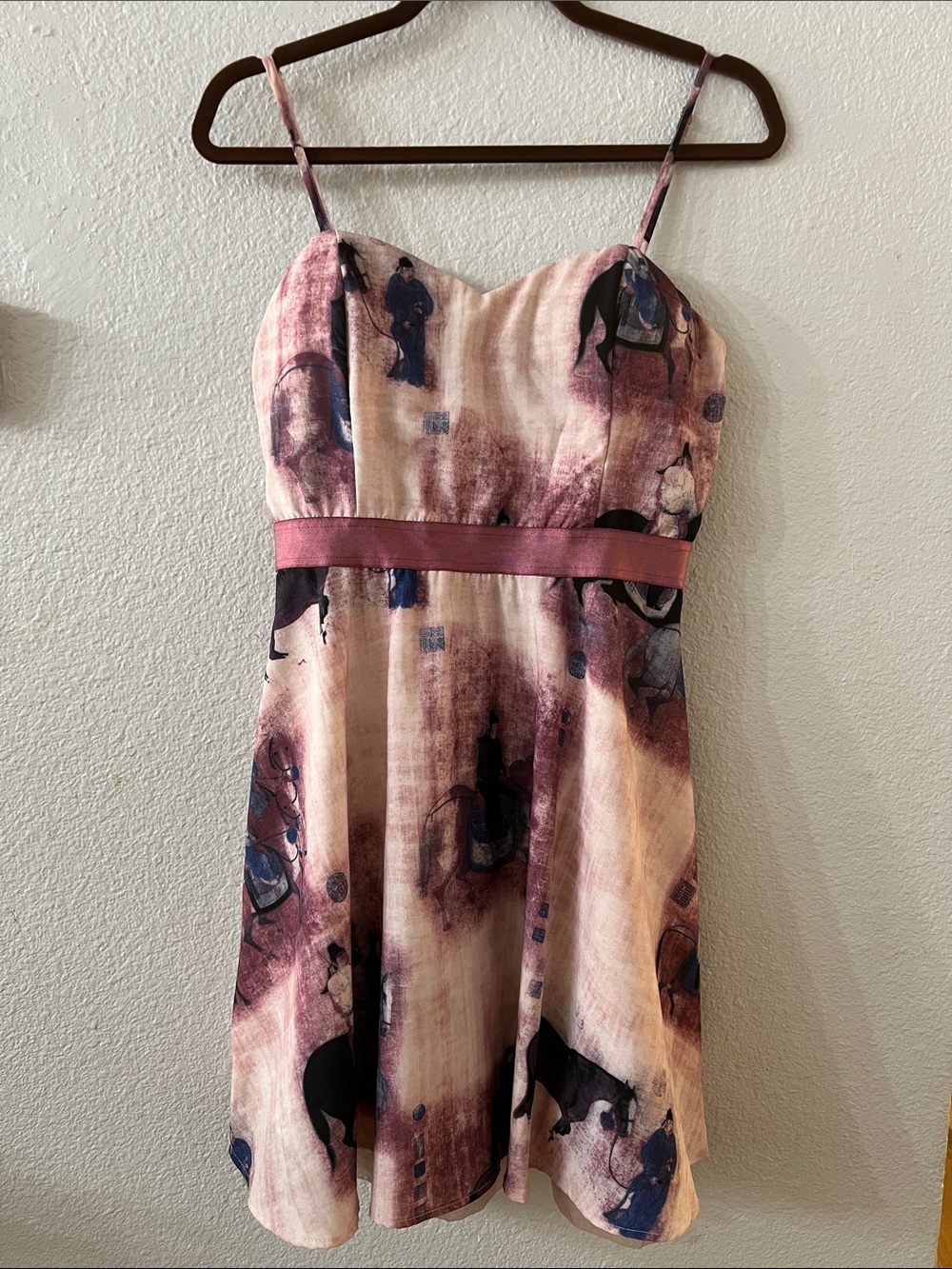 Varga Pink Printed Spaghetti Strap Mini Dress